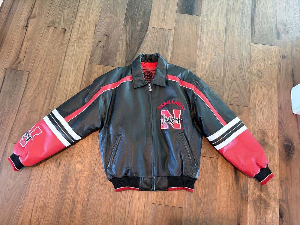 Vintage G-III Nebraska Cornhuskers Leather Bomber Jacket Size M